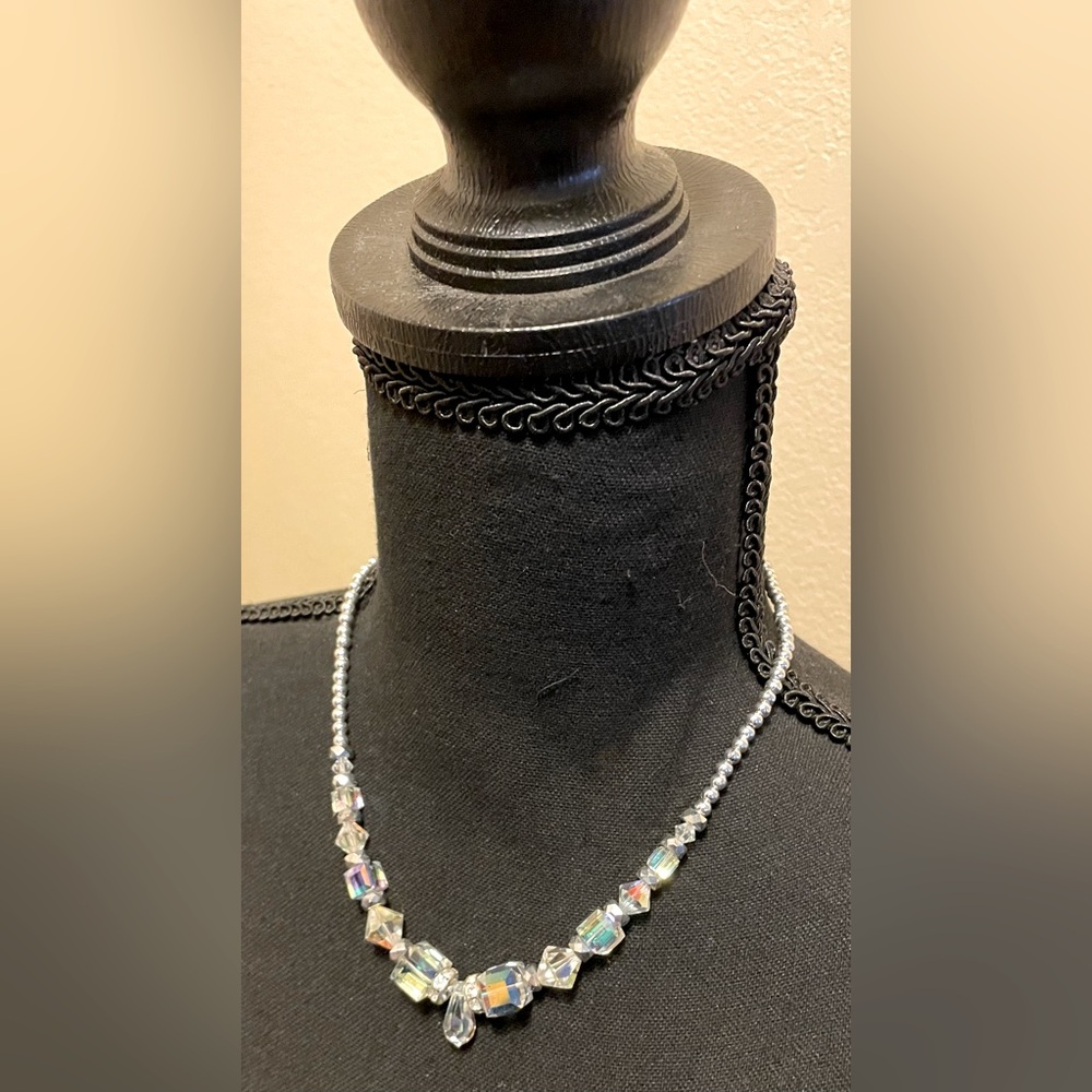 Silver and AB Crystal Necklace
